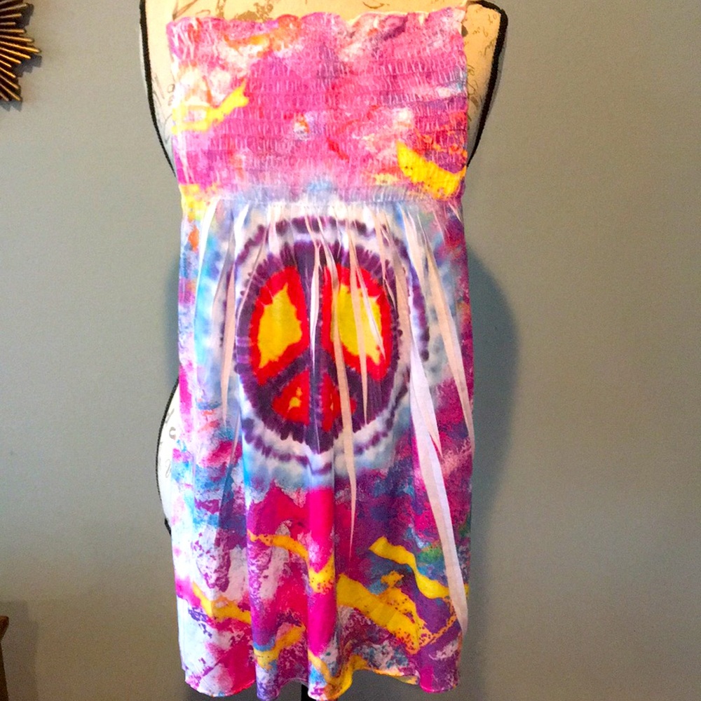 Tie dye print dress/bathing suit cover up